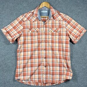 7Diamonds Men's XL Western Double Pearl Snap Plaid Shirt 100% Cotton